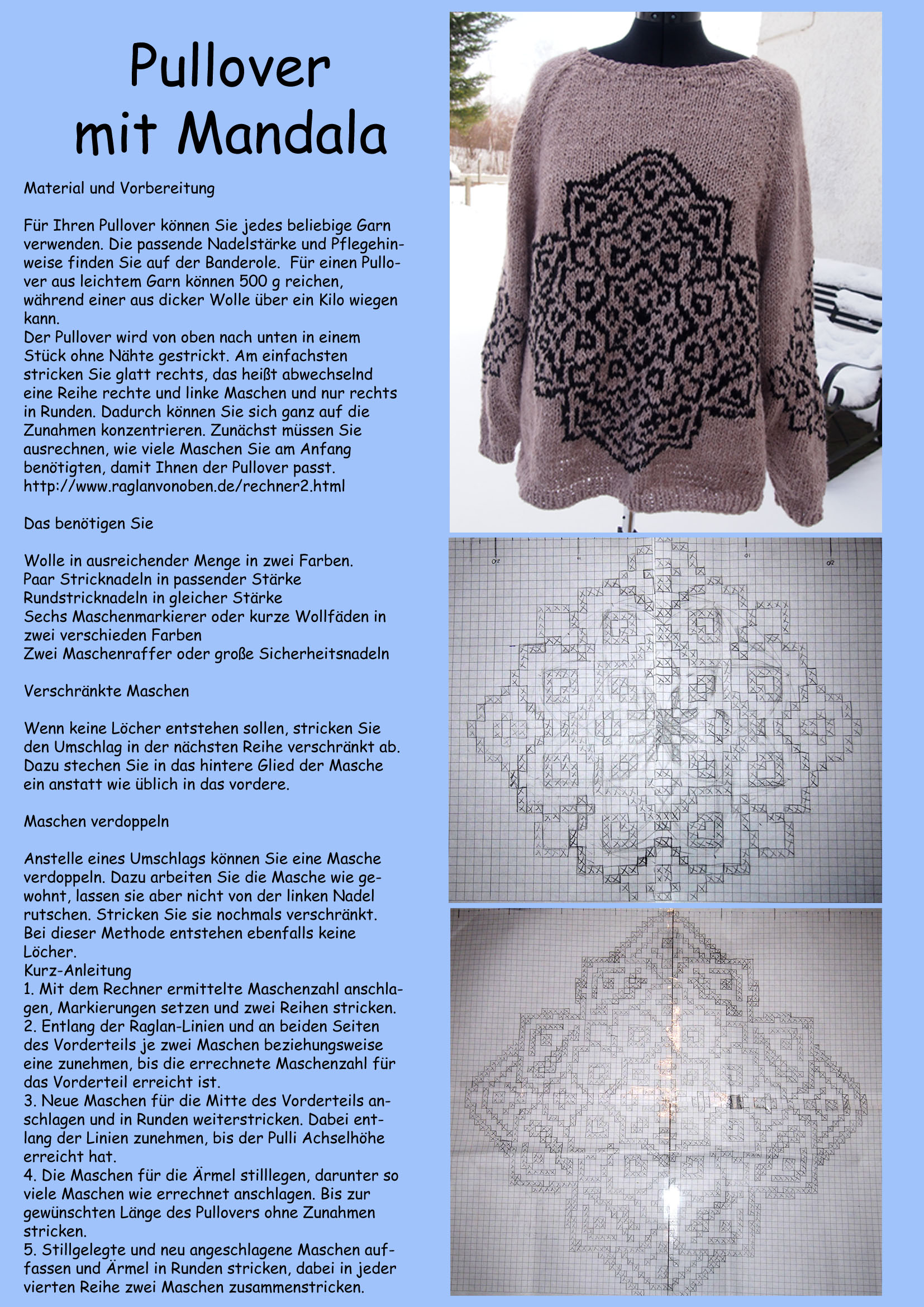 Pullover mit Mandala Strickanleitung